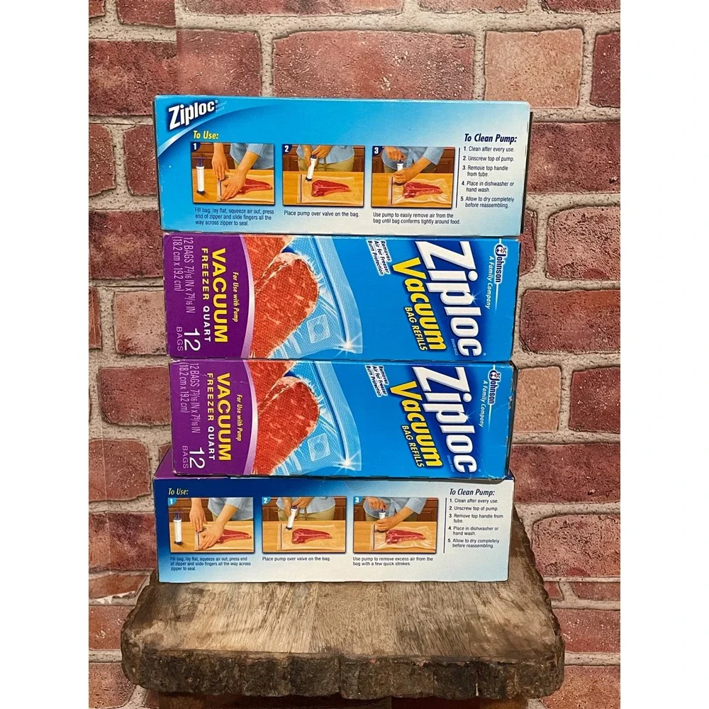 Ziploc Vacuum Freezer Bag Refills Quart Size 12 Count 4 Boxes Total 48 Bags